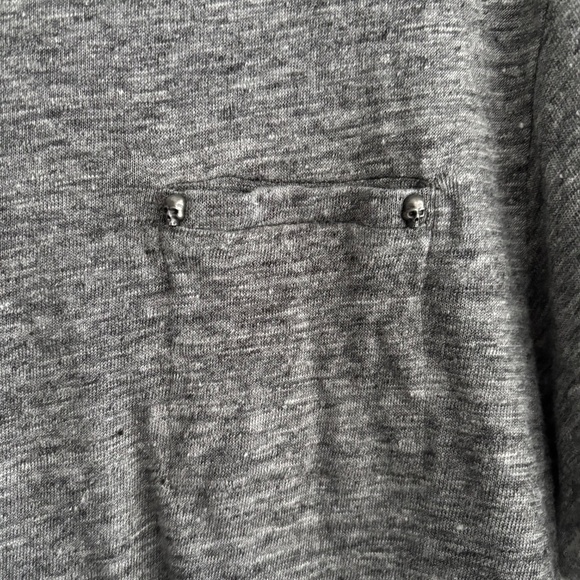 The Kooples Men's Light Grey Metal Skulls Pocket Tee - Picture 2 of 5